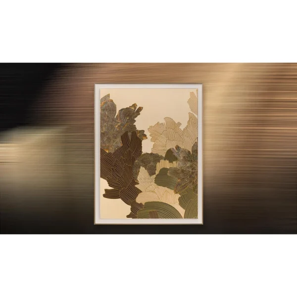 Peony Line Collage in Slim Frame, 100 x 130 cm — in a room setting