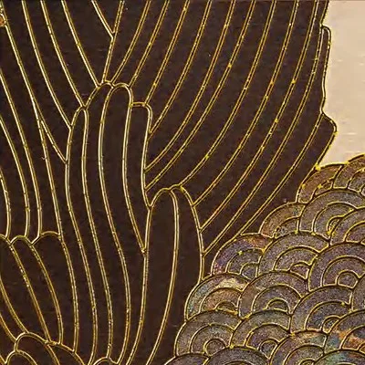 Peony Line Collage in Slim Frame, 100 x 130 cm — detail