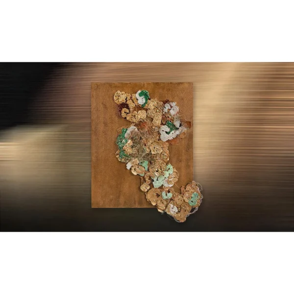 Coral Cluster Relief on Copper, 120 x 150 cm in bronze — in a room setting