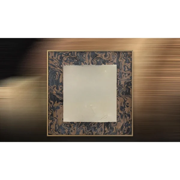 Cream Plaster Relief in Marbled Wood Frame, 70 x 70 cm — in a room setting