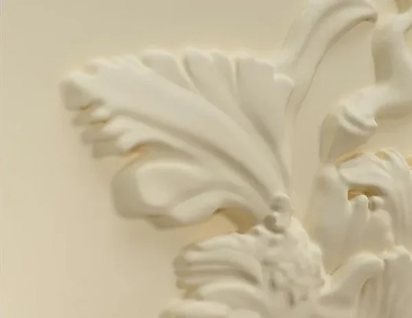 Cream Plaster Relief in Marbled Wood Frame, 70 x 70 cm — detail