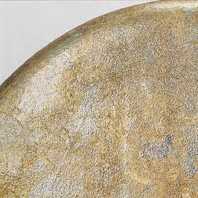 Oval Gold and Silver Leaf Disc Wall Art, 70 x 90 cm in brushed brass — detail