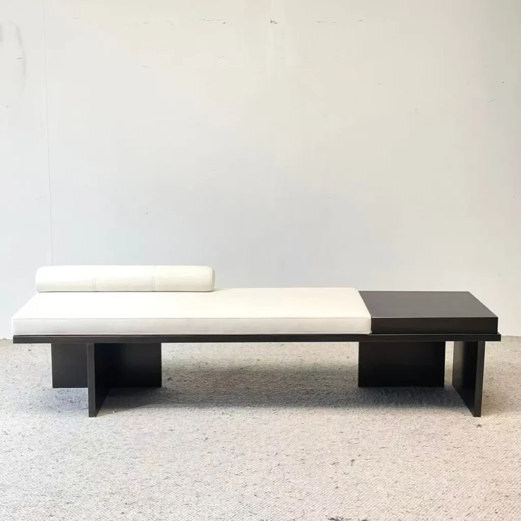 Minimal Black and Cream Bed-End Bench in black — front view