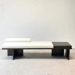 Minimal Black and Cream Bed-End Bench in black — front view