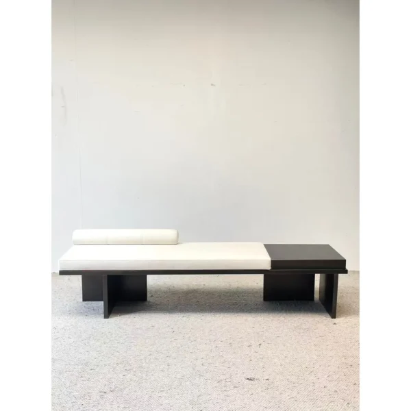 Minimal Black and Cream Bed-End Bench in black — in a room setting
