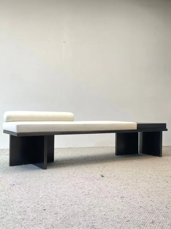 Minimal Black and Cream Bed-End Bench in black — in a room setting