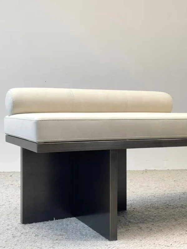 Minimal Black and Cream Bed-End Bench in black — detail