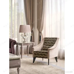 Modern Vintage Armchair in oatmeal — in a room setting