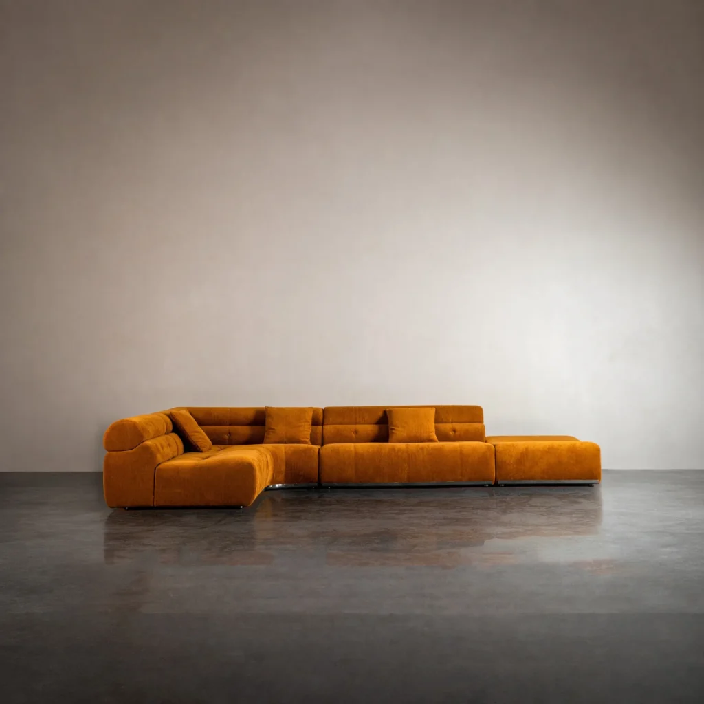 Mid-century Performance fabric Modular Sofa in performance fabric — front view