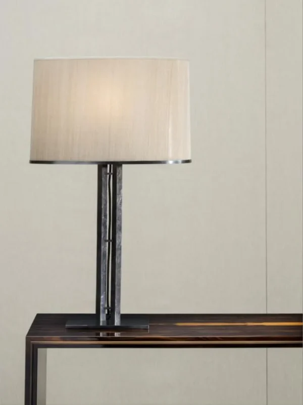 Ebony-Veneer Waterfall Console with Metal Feet in black — detail