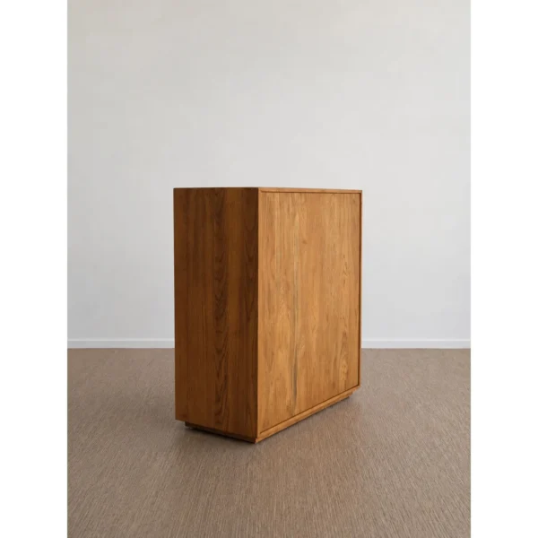 Moku Solid Oak Wall Cabinet with Glass Doors, 60 cm in natural oak — in a room setting