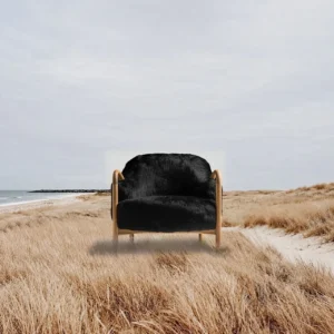 Molan Ink Wave Chair in leather — front view