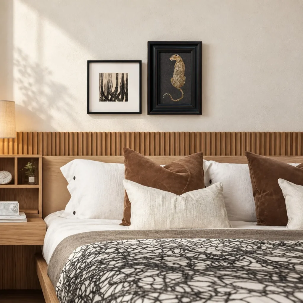 Bedroom Wall Art Set of 2 in Black Frames — front view