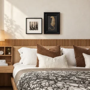 Bedroom Wall Art Set of 2 in Black Frames — front view