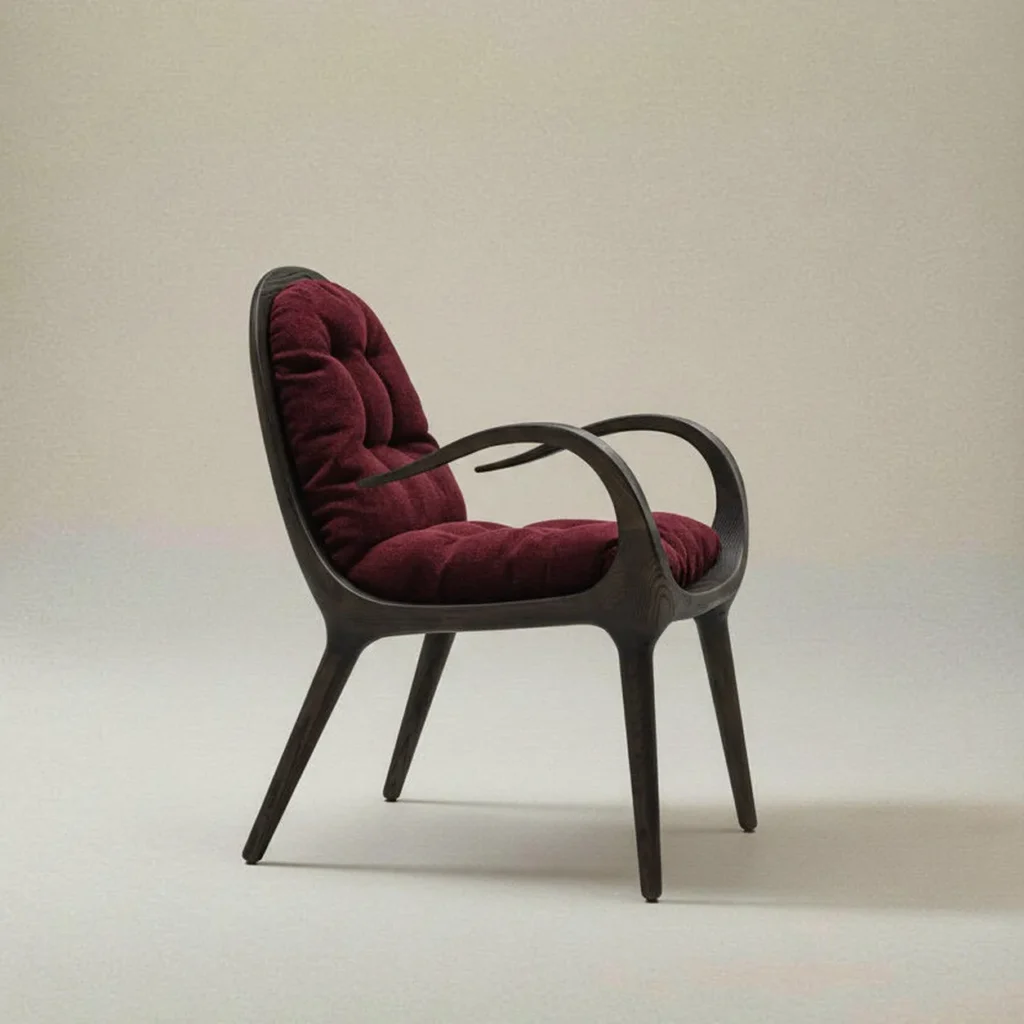 Luna Bent Black Wood Lounge Chair in black — front view