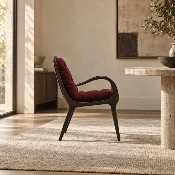 Luna Bent Black Wood Lounge Chair in black — in a room setting