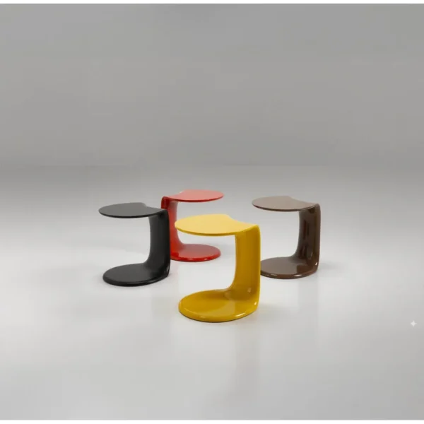 Mocha Wing Cantilever Side Table in Glossy Yellow — in a room setting