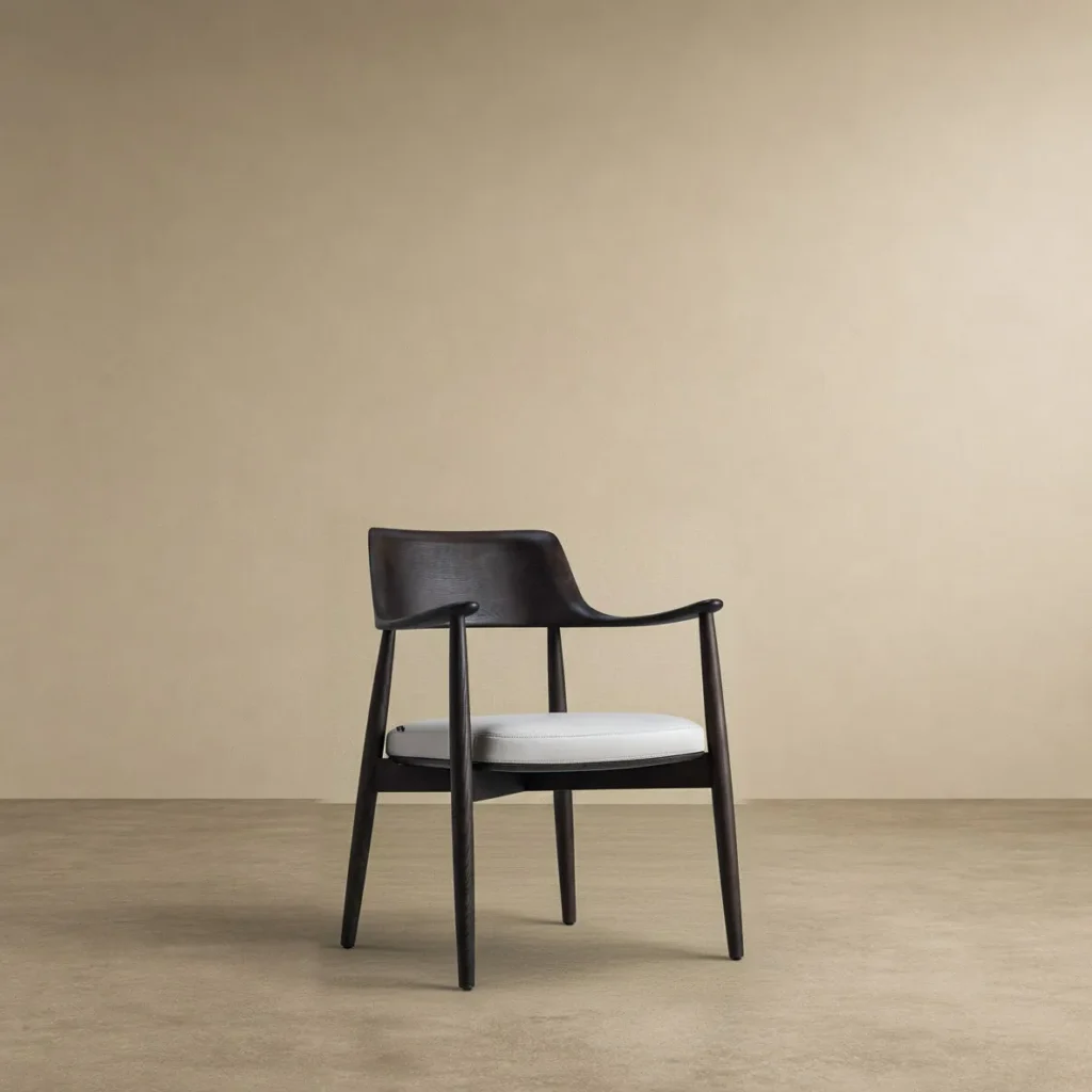 Moma Black Solid Wood Armchair in black — front view