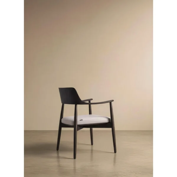 Moma Black Solid Wood Armchair in black — in a room setting