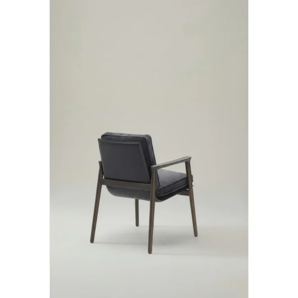 Percher Solid Wood Armchair in Navy Saddle Leather — in a room setting