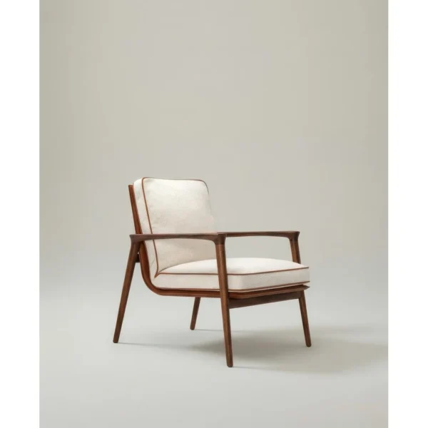 Percher Solid Wood Armchair in Navy Saddle Leather — in a room setting