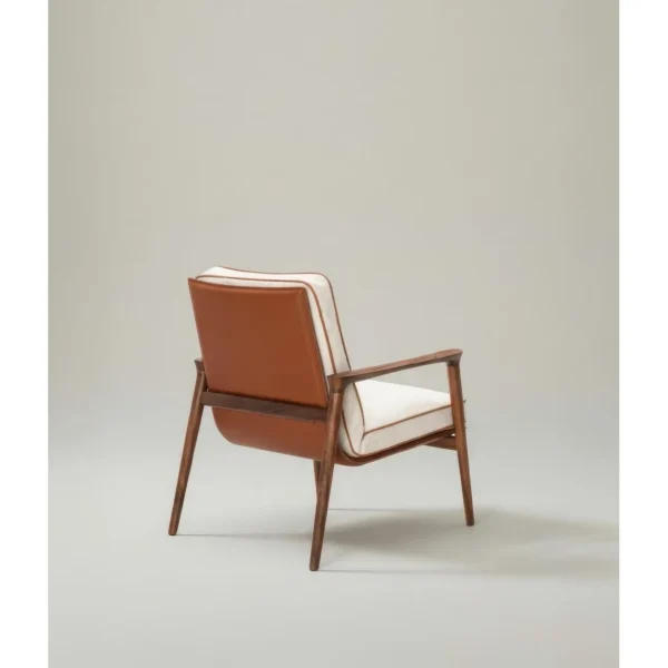 Percher Solid Wood Armchair in Navy Saddle Leather — in a room setting