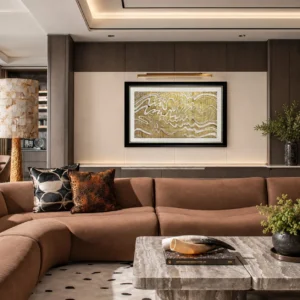Mother of Pearl Wave Wall Art in oatmeal — front view