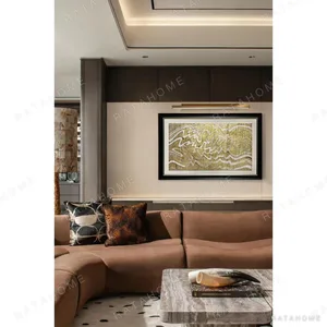 Mother of Pearl Wave Wall Art in oatmeal — in a room setting