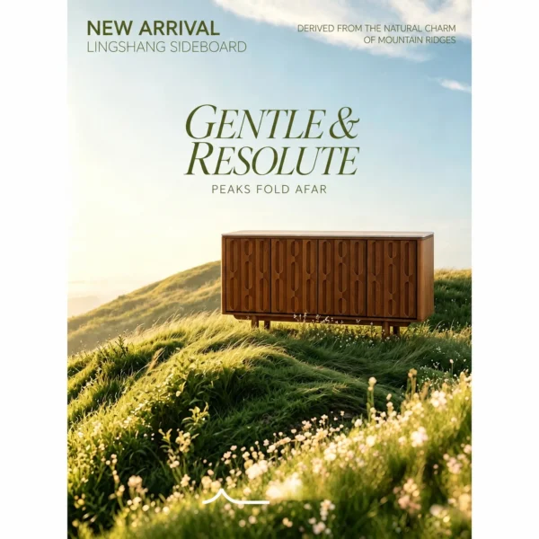 Mountain Ridge Walnut Sideboard with Fluted Doors in walnut — in a room setting