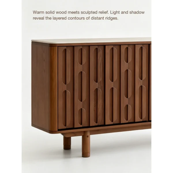 Mountain Ridge Walnut Sideboard with Fluted Doors in walnut — in a room setting