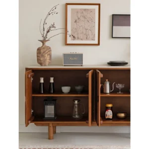 Mountain Ridge Walnut Sideboard with Fluted Doors in walnut — in a room setting