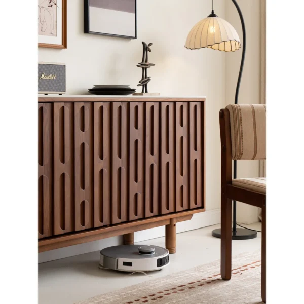 Mountain Ridge Walnut Sideboard with Fluted Doors in walnut — in a room setting
