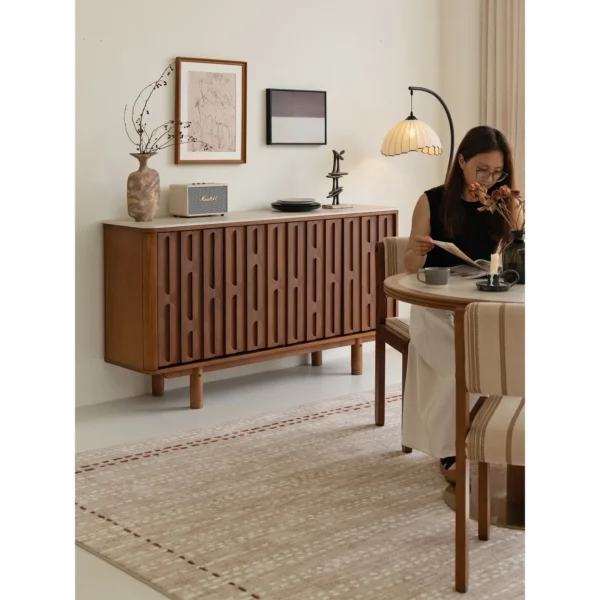 Mountain Ridge Walnut Sideboard with Fluted Doors in walnut — in a room setting