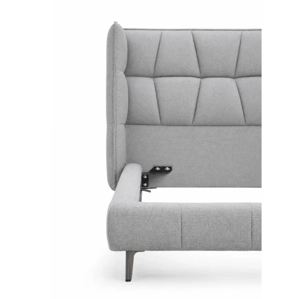 Sectioned Headboard Bed with Winged Sides in slate — in a room setting