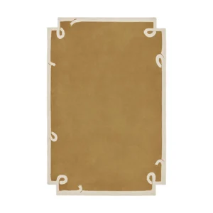Mustard Rug with Cream Ribbon Border in mustard — front view