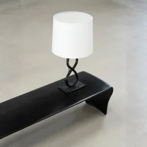 Cast Copper Low Table with Curved Ends in black — front view