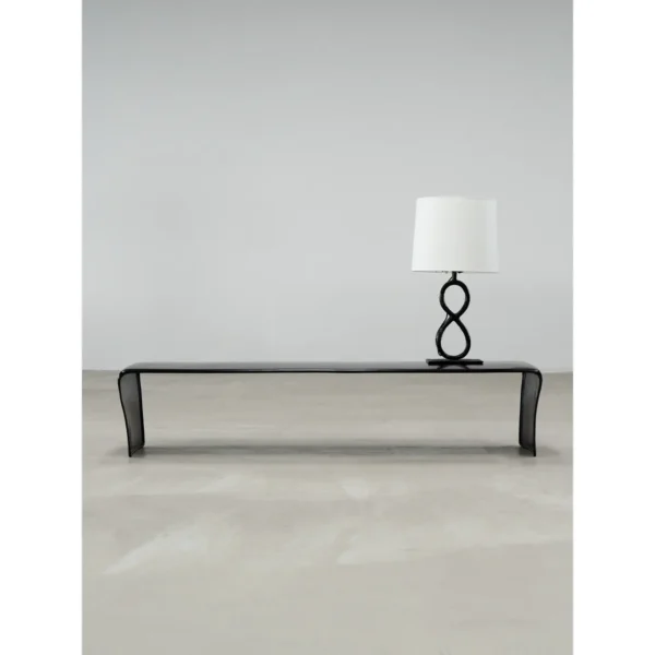 Cast Copper Low Table with Curved Ends in black — in a room setting