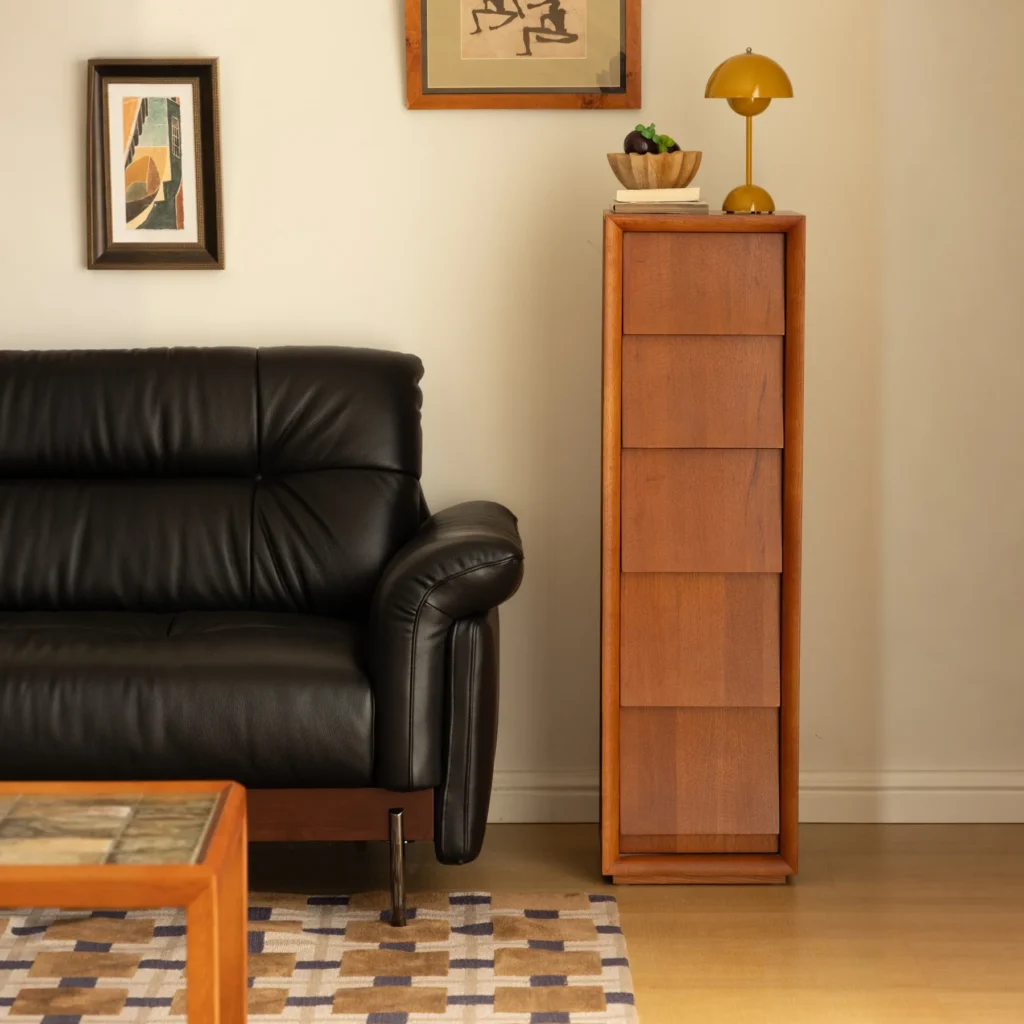 Narrow Corner Cabinet in solid wood — front view