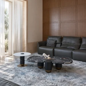 Moonlit Stars Marble Cloud Coffee Table in black — front view