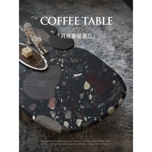 Moonlit Stars Marble Cloud Coffee Table in black — in a room setting