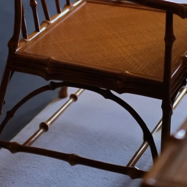 Natural Bamboo Round-Back Armchair in natural oak — detail