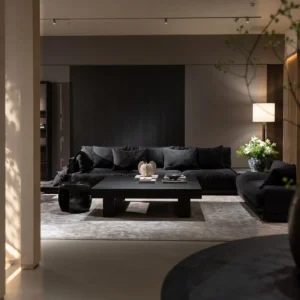 Natural Linen Sofa in linen blend — front view