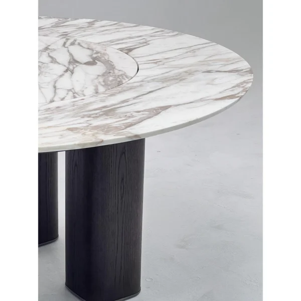 White Stone Round Table in ivory — in a room setting