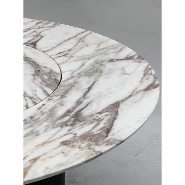 White Stone Round Table in ivory — in a room setting