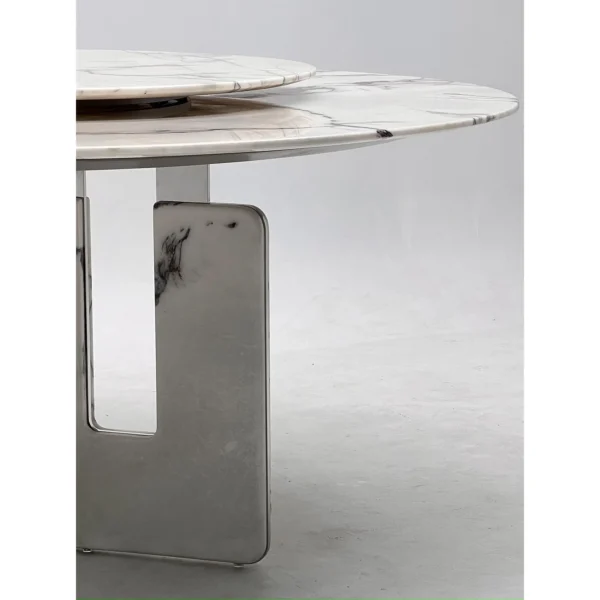 White Stone Round Table in ivory — in a room setting
