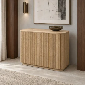 Fluted Natural Wood Rounded Sideboard — front view