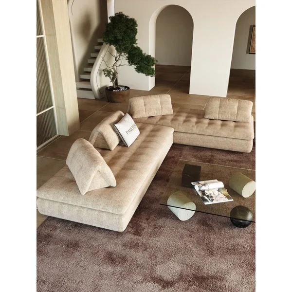 Naturalist Modular Sofa in sand — in a room setting