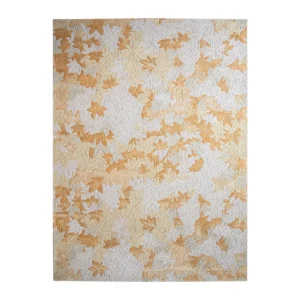 Maple Leaf Relief Rug in Cream and Amber — front view