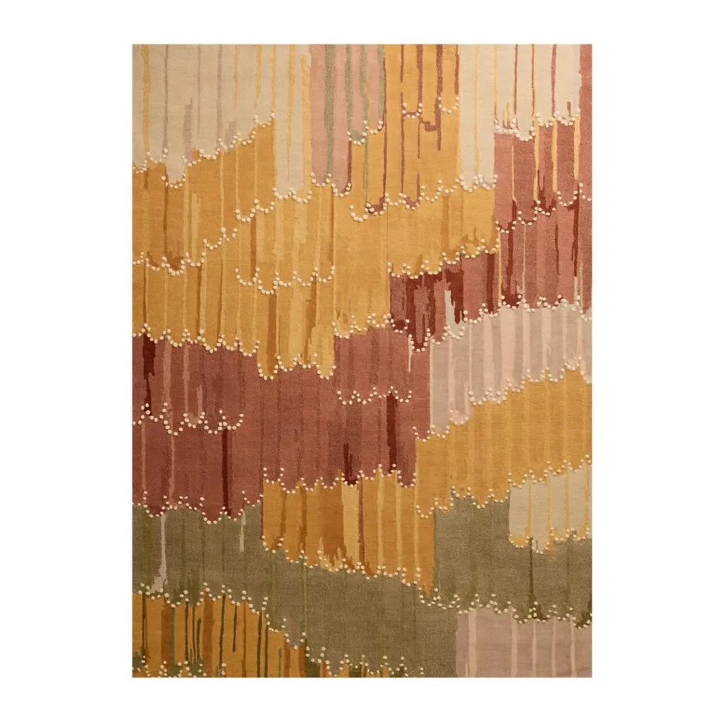 Nature Narrative Forest and Shore Rug in Amber and Rust — front view