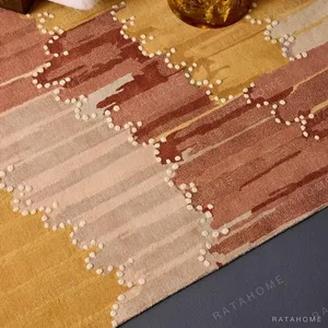 Nature Narrative Forest and Shore Rug in Amber and Rust — in a room setting